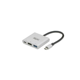 PRINCETON｜プリンストン 映像変換アダプタ [USB-C オス→メス HDMI /USB-A＋USB-Cメス(給電用 PD65W対応)] 4K対応 シルバー PUD-PDC1HA [4K]