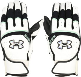 アンダーアーマー｜UNDER ARMOUR 野球用グローブ UA YARD PRO BATTING GLOVES UAヤード プロ バッティンググローブ (LGサイズ) White×Black×Iridescent 6001314