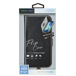 PGA�b�s�[�W�[�G�[ iPhone 17 Pro �P�[�X �t���b�v�J�o�[ Premium Style �u���b�N PG-25BFP02BK