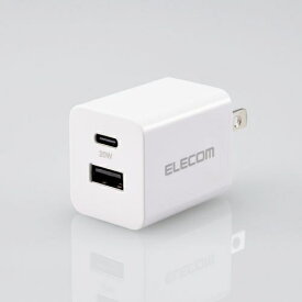 ELECOM｜エレコム 充電器 USB Type-C 20W PD対応 2ポート USB-C USB-A コンセント iPhone iPad Android 各種対応 PSE適合 折りたたみ式プラグ ホワイト MPA-AC12020XWH