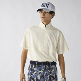 フィラゴルフ｜FILA GOLF メンズ ハーフジップ半袖プルオーバー オフホワイト 785660 [メンズ /Lサイズ]【返品交換不可】