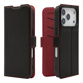 ラスタバナナ｜RastaBanana iPhone 17 Proケース 薄型手帳 サイドマグネット ブラック×レッド