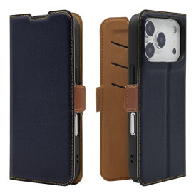 ラスタバナナ｜RastaBanana iPhone 17 Proケース 薄型手帳 サイドマグネット ネイビー×ブラウン