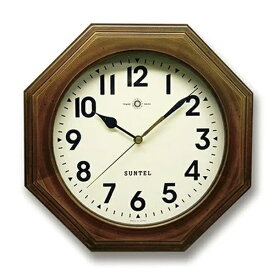 さんてる 天然木レトロ8角電波掛け時計（アラビア文字） アンティークブラウン DQL712_A [電波自動受信機能有]