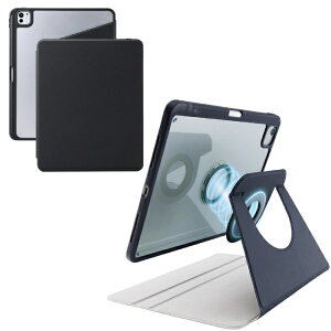 ELECOM�b�G���R�� 13�C���`iPad Pro�iM5/M4�j�p �t���b�v�P�[�X 360�x��] �w�ʃN���A 2�A���O�� �X���[�v �u���b�N TB-A25PLMG360BK
