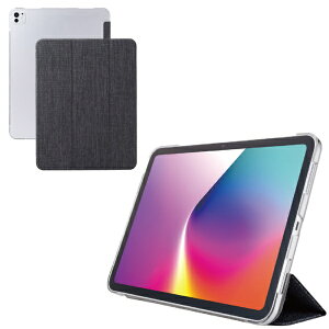 ELECOM�b�G���R�� 13�C���`iPad Pro�iM5/M4�j�p �t���b�v�P�[�X ���^�y�� �t�@�u���b�N �w�ʃN���A �u���b�N TB-A25PLWVCBK