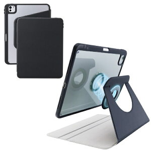 ELECOM�b�G���R�� 11�C���`iPad Pro�iM5/M4�j�p �t���b�v�P�[�X 360�x��] �w�ʃN���A 2�A���O�� �X���[�v �u���b�N TB-A25PMMG360BK