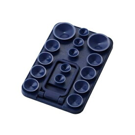 ELECOM｜エレコム スマホホルダー 吸盤 MagSafe対応 iPhone用 スタンド機能付 縦横対応 強力固定 動画視聴 自撮り 壁鏡ガラス貼付 シリコン コンパクト TakoPita ネイビー P-TKPTMAGS01NV