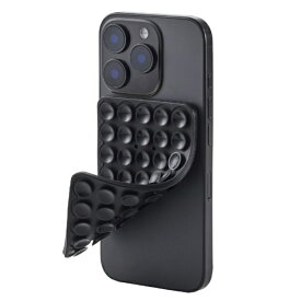 ELECOM｜エレコム スマホホルダー 両面吸盤 全機種対応 強力固定 動画視聴 自撮り 壁鏡ガラス貼付 シリコン コンパクト TakoPita ブラック P-TKPTSUC01BK