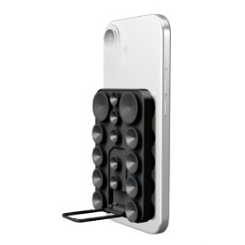 ELECOM｜エレコム スマホホルダー 両面吸盤 全機種対応 スタンド機能付 縦横対応 強力固定 動画視聴 自撮り 壁鏡ガラス貼付 シリコン コンパクト TakoPita ブラック P-TKPTSUCS01BK