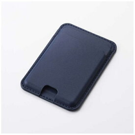 ELECOM｜エレコム MagSafe カードケース iPhone用 2枚収納 レザー風 薄型 マグネット脱着 オープンポケット スマホ カード入れ MAGKEEP ネイビー AMS-MAGCDNV