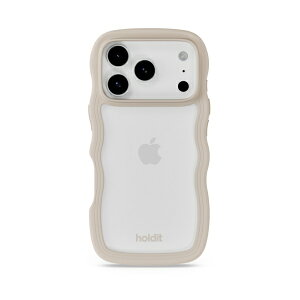 HOLDIT�b�z�[���f�B�b�g iPhone 17 Pro �w�ʃN���A�ϏՌ��P�[�X WavyCase ���C�g�x�[�W��/Transparent