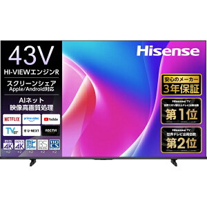 Hisense�b�n�C�Z���X �t���e���r 43C55R [43V�^ /Bluetooth�Ή� /4K�Ή� /BS�ECS 4K�`���[�i�[���� /YouTube�Ή�]