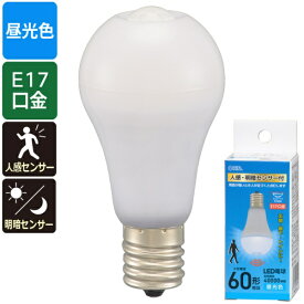オーム電機｜OHM ELECTRIC LED電球小形E1760形相当人感明暗センサー付昼光色 LDA7D-G/E17PIR [E17 /一般電球形 /60W相当 /昼光色 /1個 /広配光タイプ]