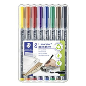 ステッドラー ルモカラーペン 油性マーカー 細書きM（線幅0.8〜1.0mm）8色セット 317 WP8