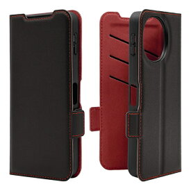 ラスタバナナ AQUOS sense10 薄型手帳サイドマグネットケース ブラック×レッド 9244AS10BSMBKR