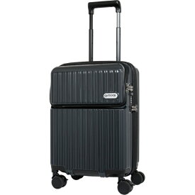 【2025年11月】 OUTDOOR PRODUCTS｜アウトドアプロダクツ スーツケース ファスナータイプ 旅行日数目安： 3〜4泊 40L 拡張時46L TSAロック搭載 フロントオープン フットストッパー付き 機内持ち込みサイズ 預け入れ無料 インクブラック OD-0890-49N-IBK [TSAロック搭載]