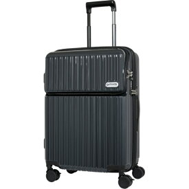 【2025年11月】 OUTDOOR PRODUCTS｜アウトドアプロダクツ スーツケース ファスナータイプ 旅行日数目安： 5〜6泊 56L 拡張時65L TSAロック搭載 フロントオープン フットストッパー付き 預け入れ無料 インクブラック OD-0890-57N-IBK [TSAロック搭載]