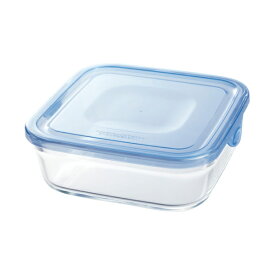 AGCテクノグラス 保存容器 800ml 角型 耐熱 冷凍 電子レンジ 食洗機対応 NEWパック＆レンジ アクアブルー KB3247-BLN