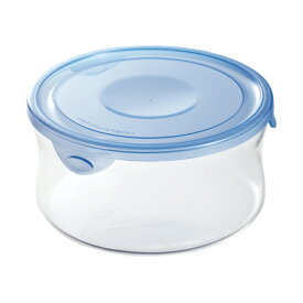 AGCテクノグラス 保存容器 840ml 丸型 耐熱 冷凍 電子レンジ 食洗機対応 NEWパック＆レンジ アクアブルー B7402BLN