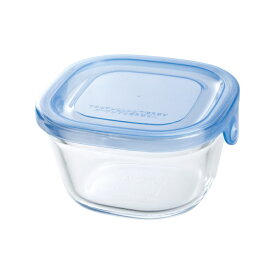 AGCテクノグラス 保存容器 200ml 角型 耐熱 冷凍 電子レンジ 食洗機対応 NEWパック＆レンジ アクアブルー KB3200-BLN