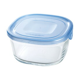 AGCテクノグラス 保存容器 550ml 角型 耐熱 冷凍 電子レンジ 食洗機対応 NEWパック＆レンジ アクアブルー KB3240HBLN