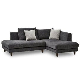 関家具｜SEKI FURNITURE 左カウチソファ　レイモンズ　本体ダークグレー　角型ブラウン色木脚 ダークグレー 295945
