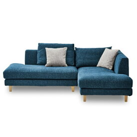 関家具｜SEKI FURNITURE 左カウチソファ　レイモンズ　本体ブルー　角型ナチュラル色木脚 ブルー 323496
