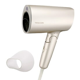 TESCOM｜テスコム ドライヤー 大風量 速乾 温度センサー 熱ダメージ配慮 マイナスイオン 2.0 m3/分 1300W 折りたたみ クールショット まとまるノズル ヘアドライヤー ゴールド TD713A-N