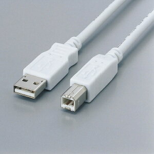 ELECOM�b�G���R�� 0.5m USB2.0�P�[�u�� �yA�z�́yB�z [�t�F���C�g�R�A�����^�C�v] �i�z���C�g�jUSB2-FS05[USB2FS05]�yrb_pcacc�z