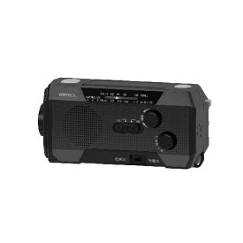 WINTECH｜ウィンテック 防滴手回し充電ラジオライト（ソーラー＆手回し＆USB充電、乾電池対応） ガンメタリック KDR-202WP [ワイドFM対応 /防滴ラジオ /AM/FM]