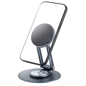 ELECOM｜エレコム MagSafe マグネット スマホスタンド 台座360°回転 角度調整 折りたたみ 卓上 メタルプレート付属 iPhone Android使用可 ブラック P-DSM360AL01NBK