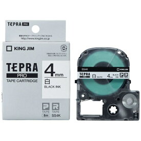 キングジム｜KING JIM 白ラベルテープ TEPRA(テプラ) PROシリーズ 白 SS4K [黒文字 /4mm幅]