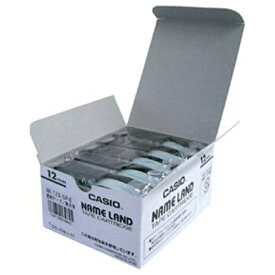 CASIO｜カシオ スタンダードテープ 5本入 NAME LAND（ネームランド） 透明 XR-12X-5P-E [黒文字 /12mm幅][XR12X5PE]