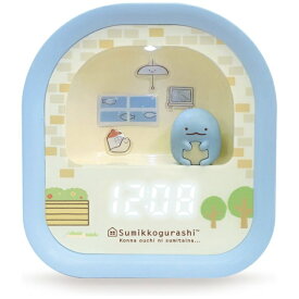 アリアス すみっコぐらし 置き時計 3Dフィギュア付きLEDライトデジタルクロック デコれるシール付き とかげ AC24026SXSG-BU