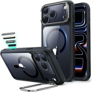 �C�[�G�X�A�[���bESR iPhone 17 Pro Max(6.9�C���`�jMagSafe�Ή��A�B��X�^���h�t���A�~���^���[�O���[�h�P�[�X �N���A�u���b�N 1A86800301-Clear Black