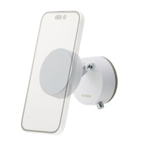ELECOM｜エレコム スマホホルダー マグネット MagSafe対応 真空吸盤固定 机 壁設置可能 スマホスタンド 折りたたみ式 iPhone Android対応 メタルプレート付 MAGKEEP ホワイト ホワイト P-DSMSCWWH