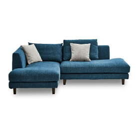関家具｜SEKI FURNITURE 右カウチソファ　レイモンズ　本体ブルー　角型ブラウン色木脚 ブルー 473822