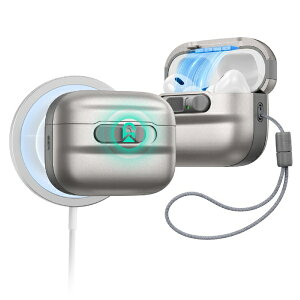 �C�[�G�X�A�[���bESR Pulse FlickLock Magnet Case AirPods Pro3 �P�[�X(2025) MagSafe�Ή� �}�O�l�b�g�W���b�N �ϏՌ� �������[�h�t�� �����ی�J�o�[ �Ռ��z�� �`�^�j�E�� 1C01900302-Titanium