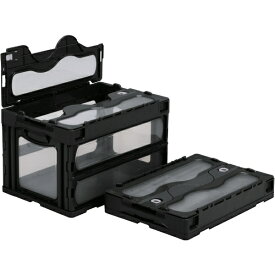 三甲｜サンコー フタ一体型折りたたみコンテナー マドコン 50.2L スライドロック付 ブラック SKO-C-50B-BK《※画像はイメージです。実際の商品とは異なります》