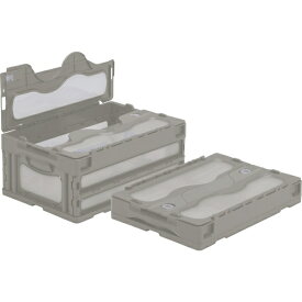 三甲｜サンコー フタ一体型折りたたみコンテナー マドコン 33L スライドロック付 ライトグレー SKO-C-30B-GLL