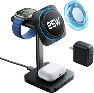 �C�[�G�X�A�[���bESR Qi2.2 25W�Ή� ��p�t�@���t MagSafe�Ή� 3in1 ���C�����X�[�d�X�^���h(USB�d���t��) �u���b�N 2C5880601 - Black [USB Power Delivery�Ή� /Smart IC�Ή�]