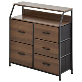 B.Bファニシング｜B.B FURNISHING ONLS0388MODBR 棚付きリビングチェスト Regal ハイタイプ（引き出し5杯） ダークブラウン【北海道・沖縄・離島配送不可】