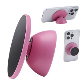 【2026年2月中旬】 ELECOM｜エレコム MagSafe対応 スマホスタンド スマホグリップ 両面マグネット キッチン・冷蔵庫・壁にマグネット固定 自撮り・ダンス動画・動画視聴 iPhoneなどスマホ用 メタルプレート付属 ピンク P-DSMMWPN