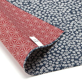 三陽商事 風呂敷 ランチクロス お弁当 50cm 中巾 綿有職小紋両面ふろしき 小桜 麻葉 青