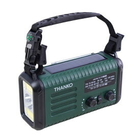 THANKO｜サンコー 20000mAh 手回し充電対応 ラジオライト ライトグリーン KSTM25HGR [ワイドFM対応]