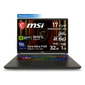 MSI｜エムエスアイ ゲーミングノートパソコン Vector 17 HX AI A2XW(RTX 5070Ti) コスモスグレイ Vector-17-HX-AI-A2XWHG-6369JP [17.0型 /Windows11 Pro /intel Core Ultra 9 /メモリ：32GB /SSD：1TB /2026年2月モデル]