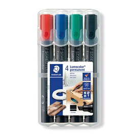 ステッドラー ルモカラー 油性太書きマーカー 斧型 4色セット 350 WP4