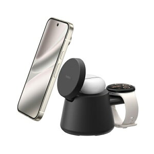 BELKIN UltraCharge Qi2 25W 3-in-1 ���W���[�����[�d�h�b�N �u���b�N WIZ052dqBK