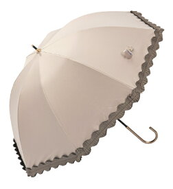 KIZAWA｜キザワ 50cmショート丈ドーム型プリーツフリル frillia ピンク×モカ 95119-033-PK [晴雨兼用傘 /50cm]